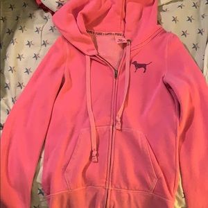 Small zip up pink hoodie :)